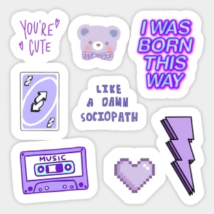 purple bear sociopath pack sticker Sticker